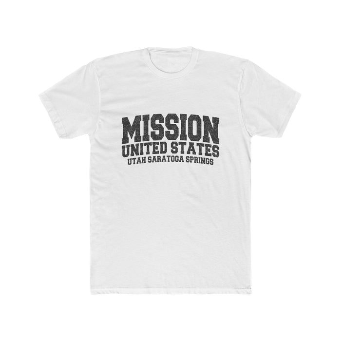 Utah Saratoga Springs Mission T-Shirt in Solid White, front view