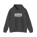 Illinois Chicago Mission Hoodie in Dark Heather, front view with the varsity mission design