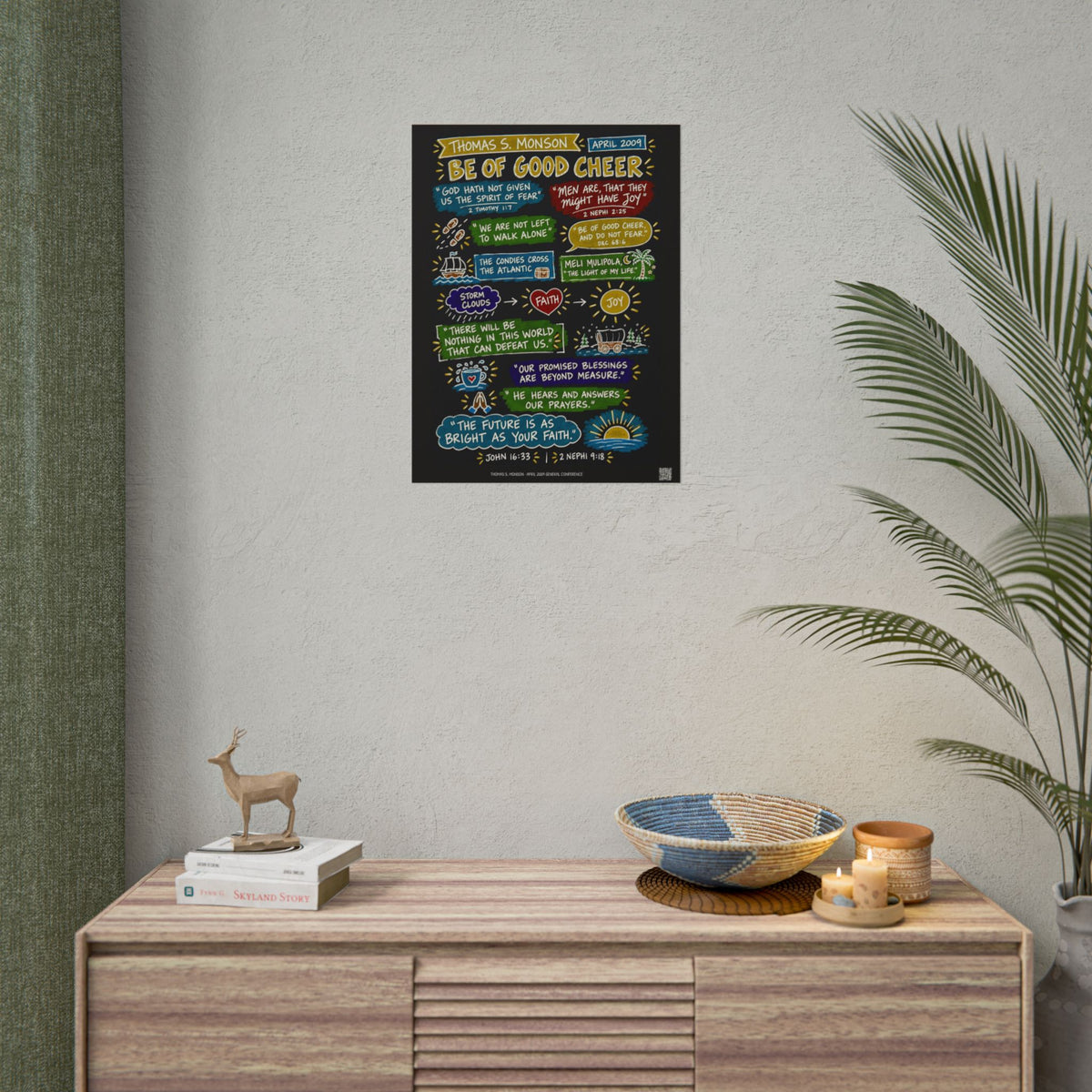 Be of Good Cheer Sketch Note Poster (Black) — Thomas S. Monson