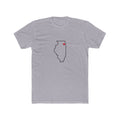 Illinois Chicago Mission Heart Map shirt in Heather Grey: Illinois outline with a red heart, front view