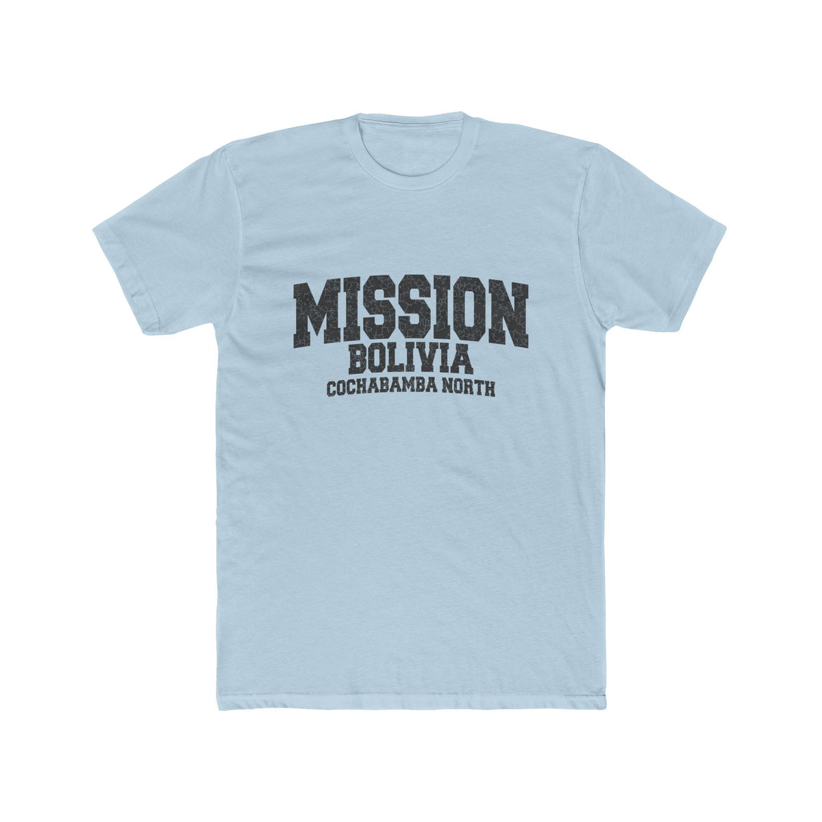 Bolivia Cochabamba North Mission T-Shirt in Solid Light Blue, front view