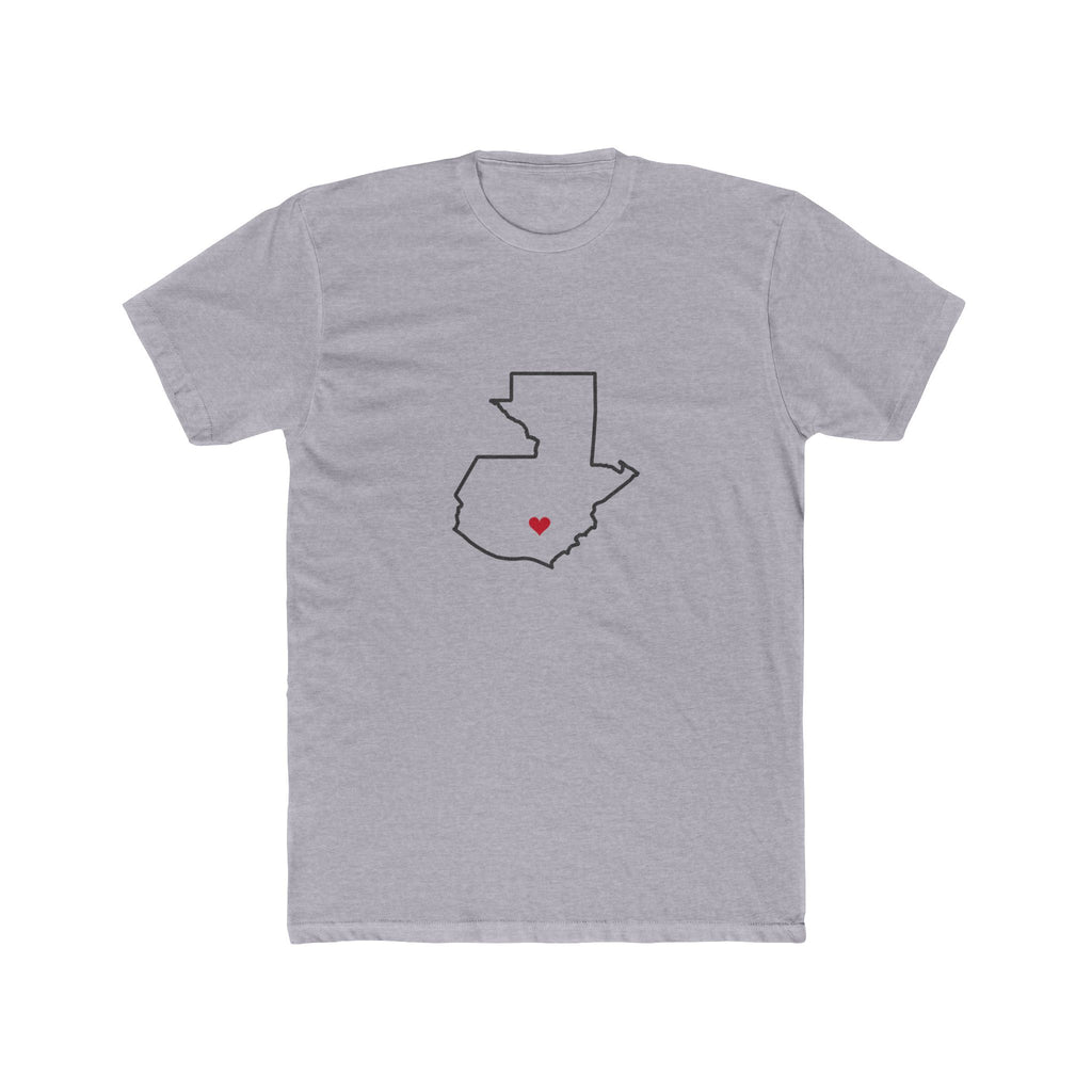 Guatemala Guatemala City East Mission Heart Map shirt in Heather Grey: Guatemala outline with a red heart, front view
