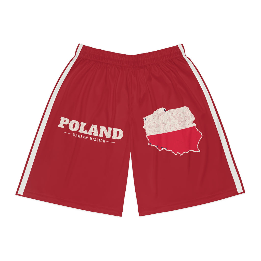 Poland Warsaw Mission Basketball Shorts, front view