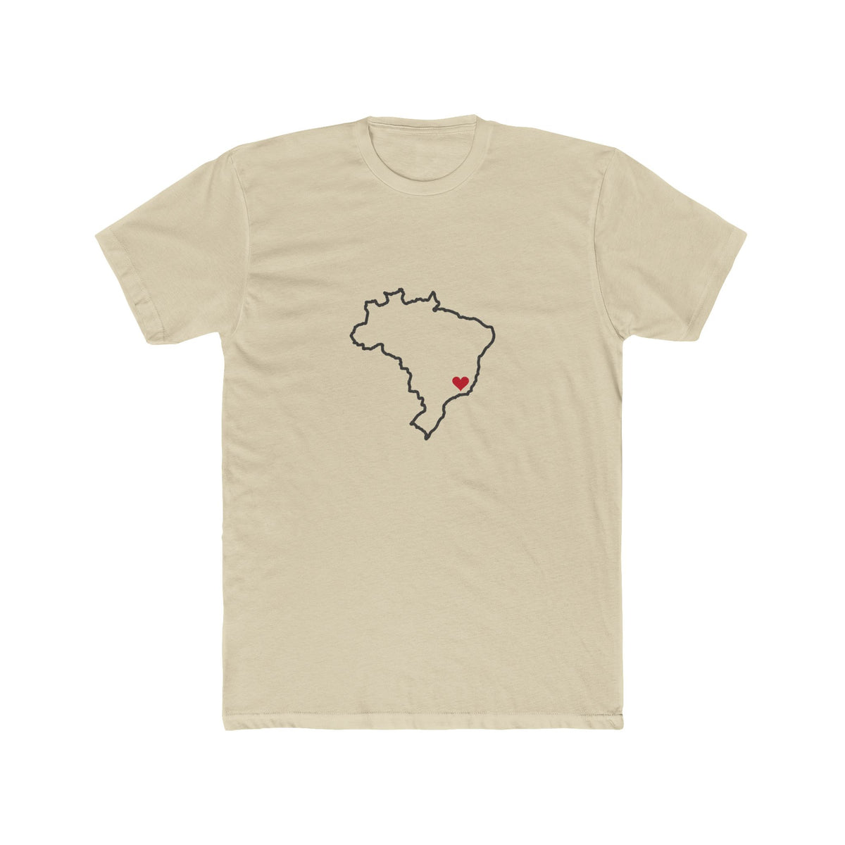 Brazil Belo Horizonte Mission Heart Map shirt in Cream: Brazil outline with a red heart, front view