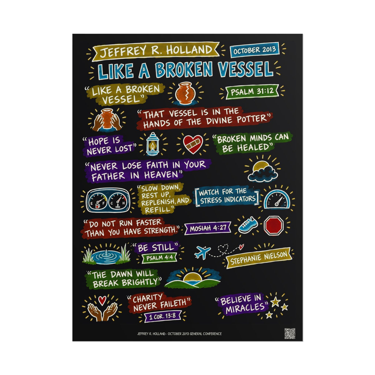 Like a Broken Vessel Sketch Note Poster (Black) — Jeffrey R. Holland