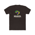 Brazil Sao Bernardo Mission Flag Map shirt in Dark Chocolate: flag of Brazil in the outline of Brazil with cream lettering, front view