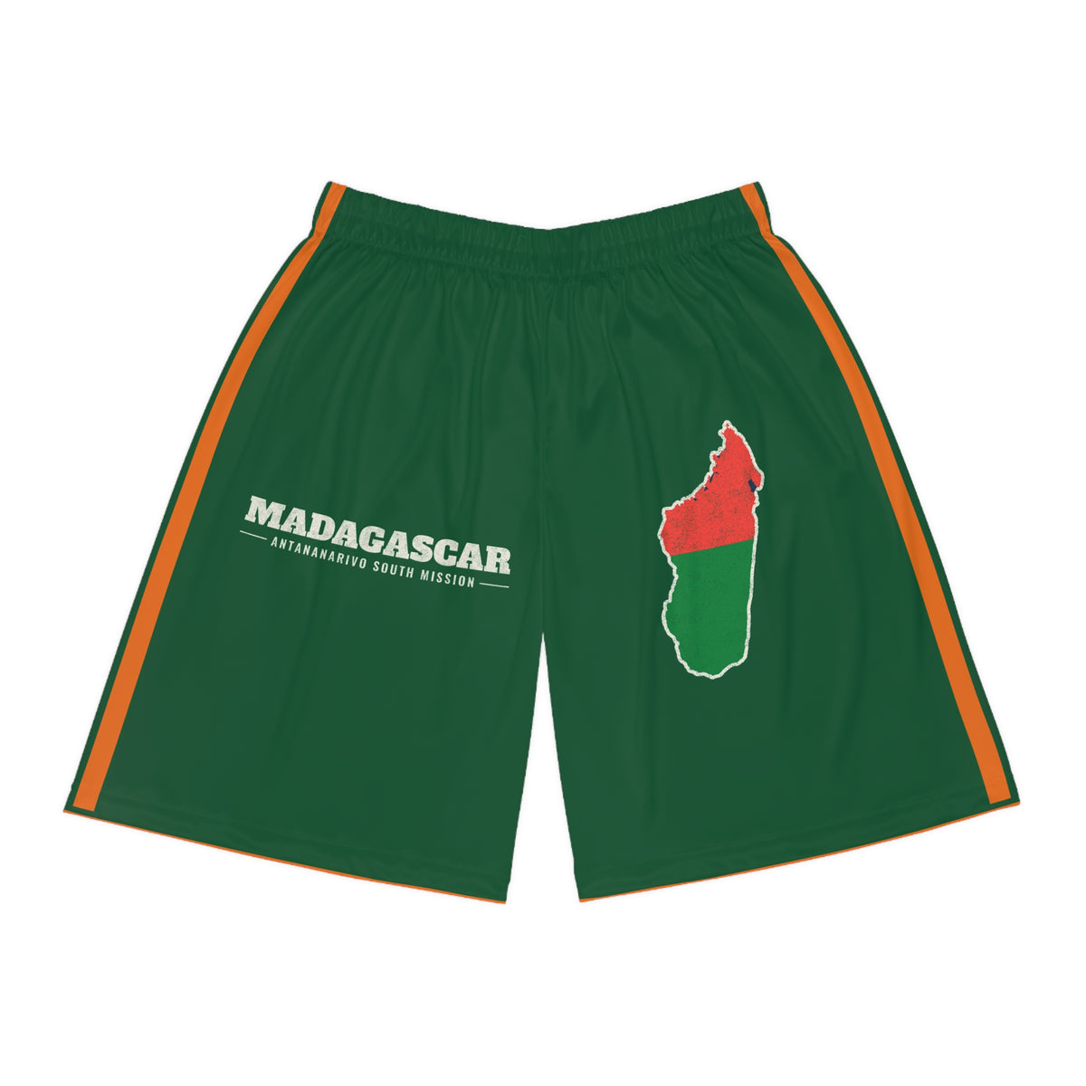 Madagascar Antananarivo South Mission Basketball Shorts, front view