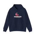 Denmark Copenhagen Mission Flag Map Hoodie in Navy, front view with the flag map and mission name