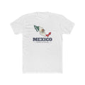Mexico Hermosillo Mission Flag Map shirt in White: flag of Mexico in the outline of Mexico with navy lettering, front view