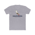 California Sacramento Mission Flag Map shirt in Heather Grey: California state flag in the outline of California with navy lettering, front view