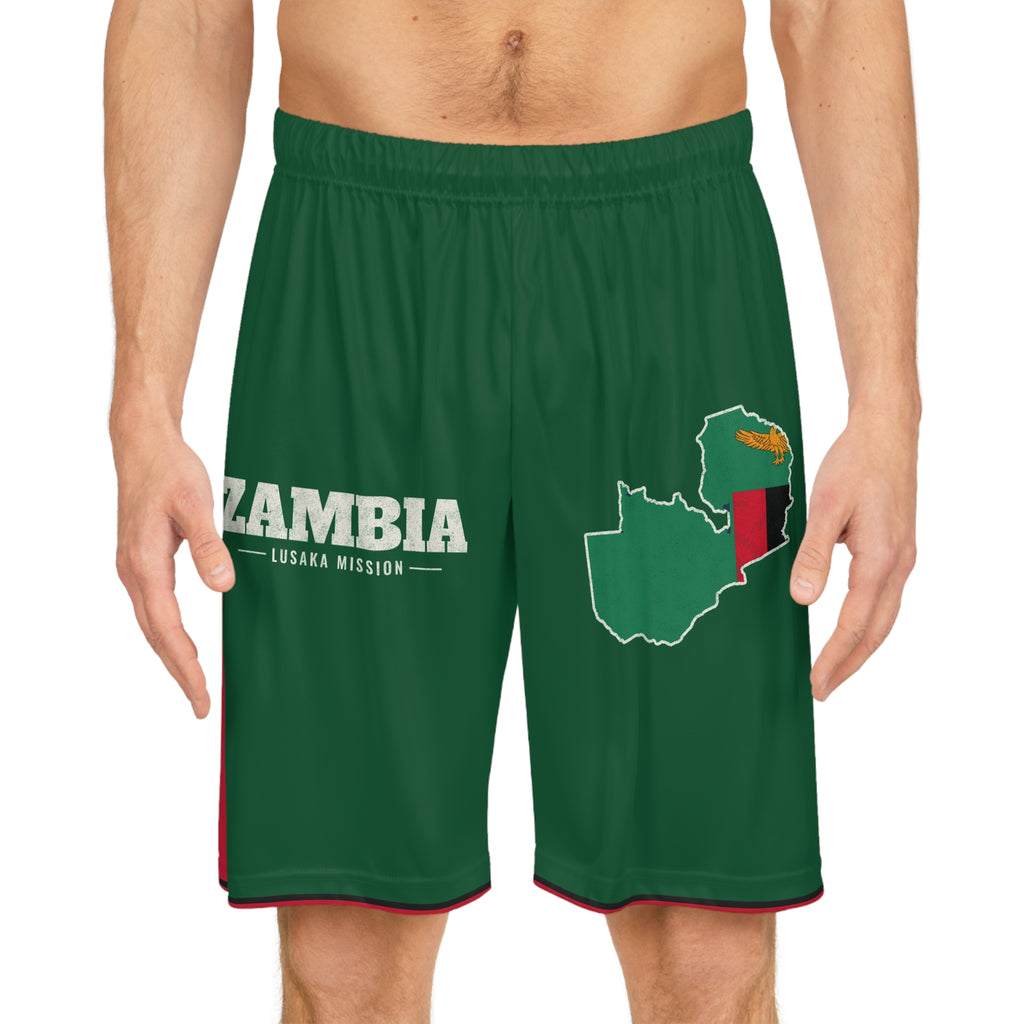Zambia Lusaka Mission Basketball Shorts, worn, front view