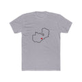 Zambia Lusaka Mission Heart Map shirt in Heather Grey: Zambia outline with a red heart, front view