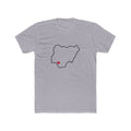 Nigeria Benin City Mission Heart Map shirt in Heather Grey: Nigeria outline with a red heart, front view