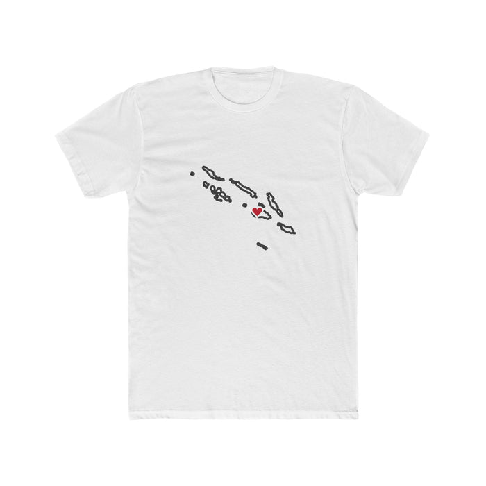 Solomon Islands Honiara Mission Heart Map shirt in White: Solomon Islands outline with a red heart, front view
