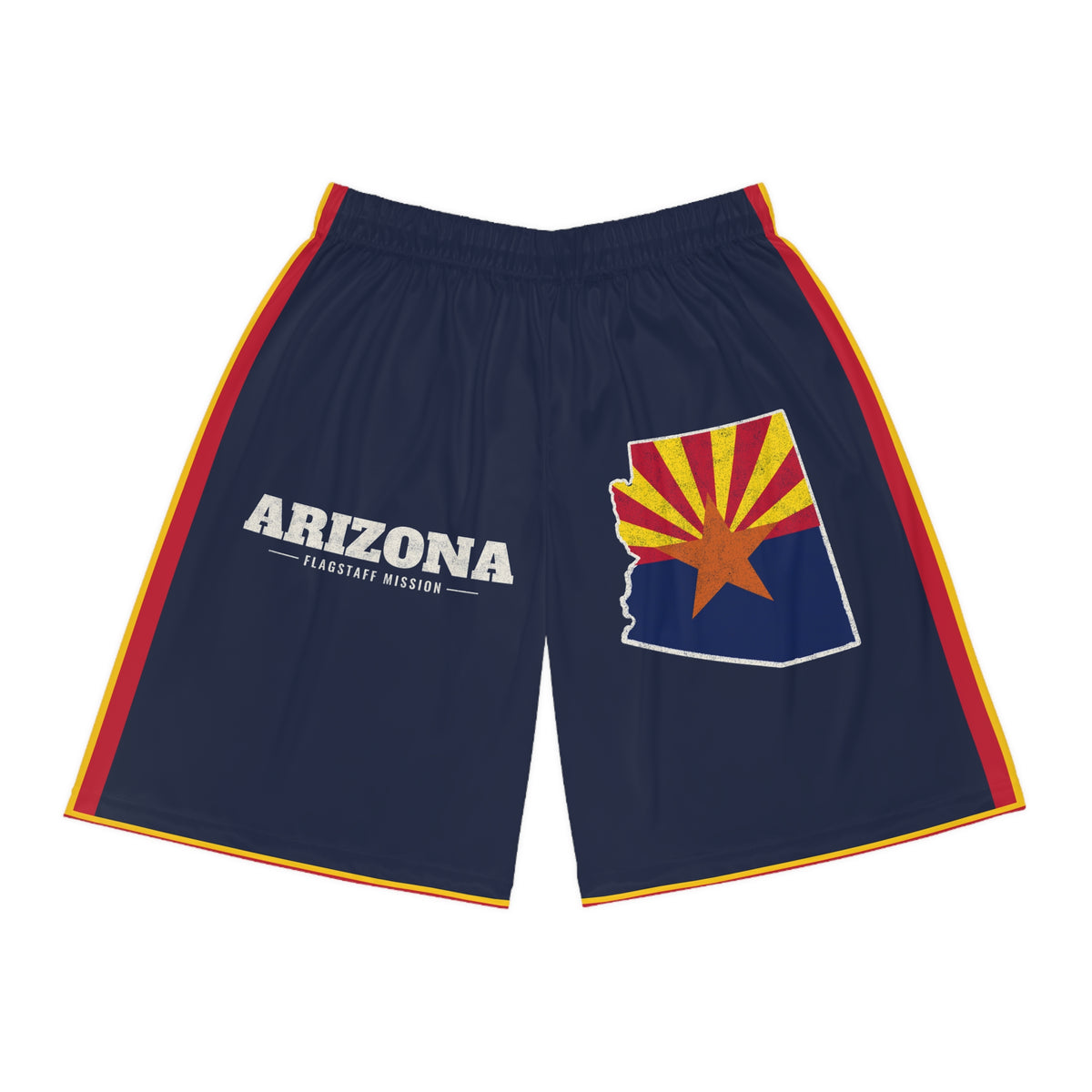 Arizona Flagstaff Mission Basketball Shorts, front view