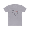 Venezuela Barcelona Mission Heart Map shirt in Heather Grey: Venezuela outline with a red heart, front view