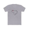 Venezuela Maracaibo Mission Heart Map shirt in Heather Grey: Venezuela outline with a red heart, front view