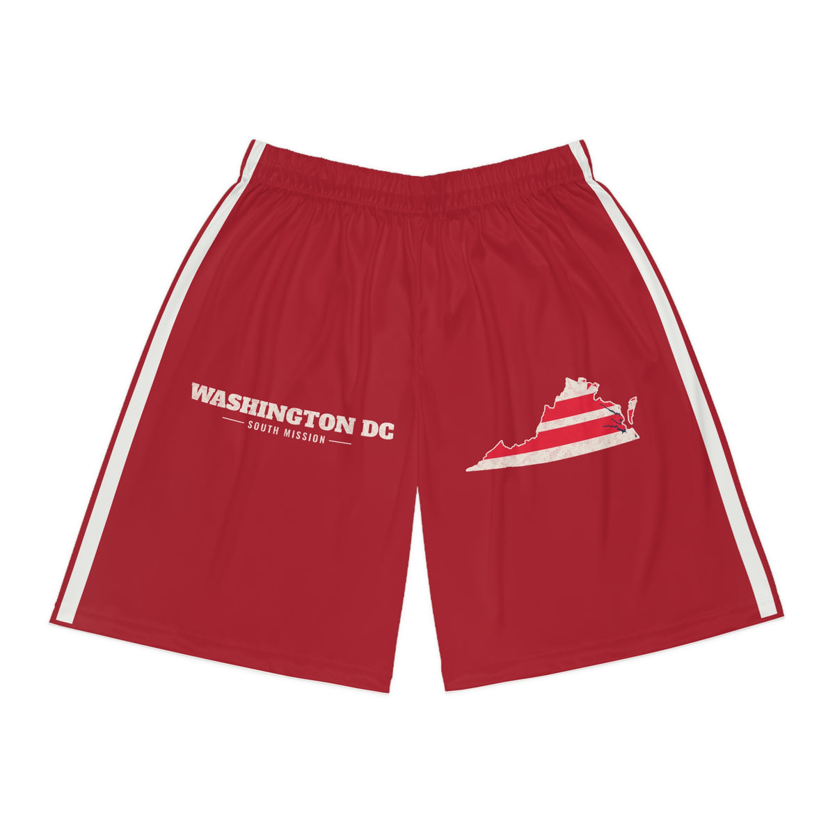 Washington DC South Mission Basketball Shorts, front view