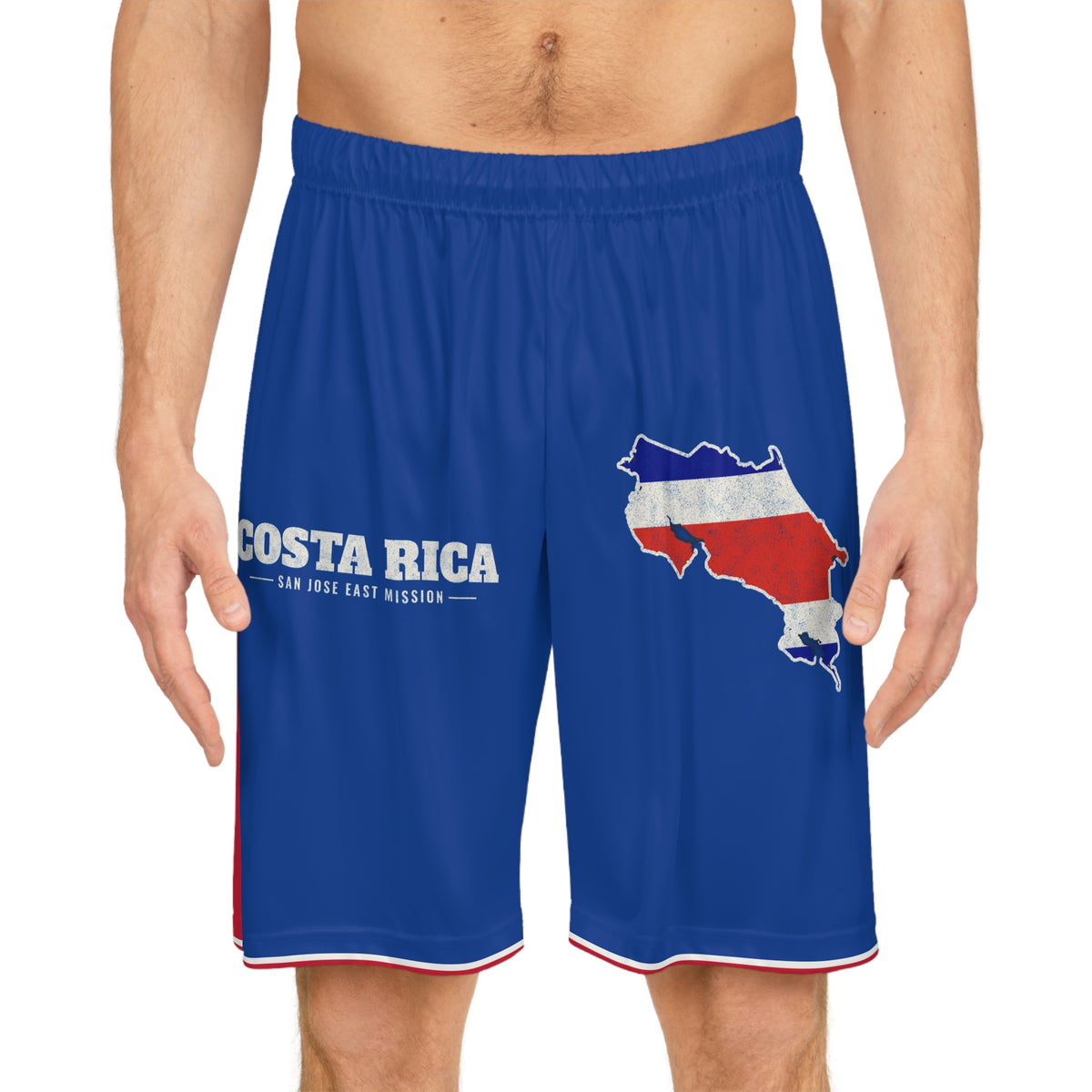 Costa Rica San Jose East Mission Basketball Shorts, worn, front view