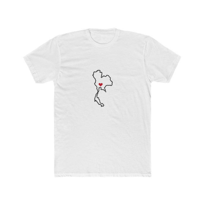 Thailand Bangkok East Mission Heart Map shirt in White: Thailand outline with a red heart, front view