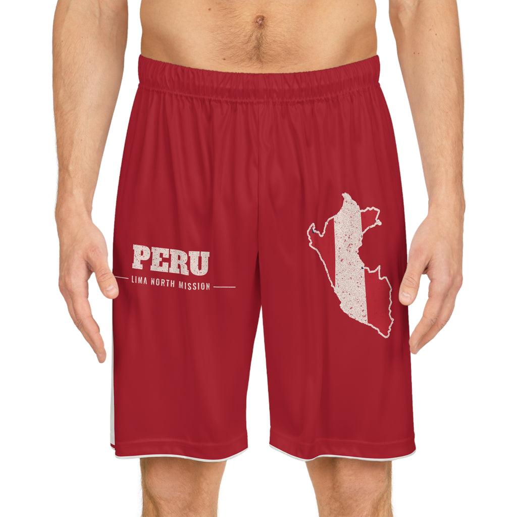 Peru Lima North Mission Basketball Shorts, worn, front view