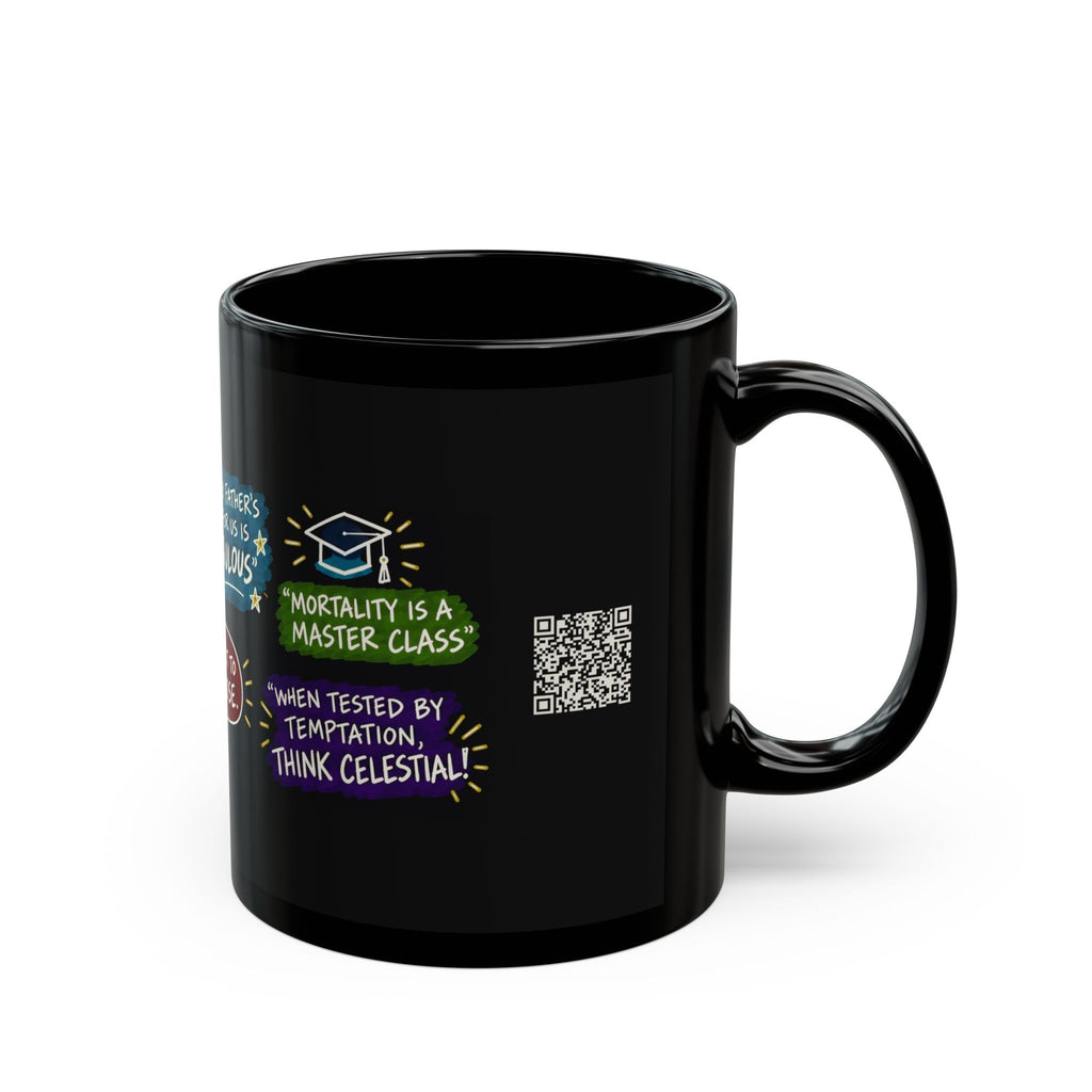 Think Celestial! Sketch Note Black Mug — Russell M. Nelson
