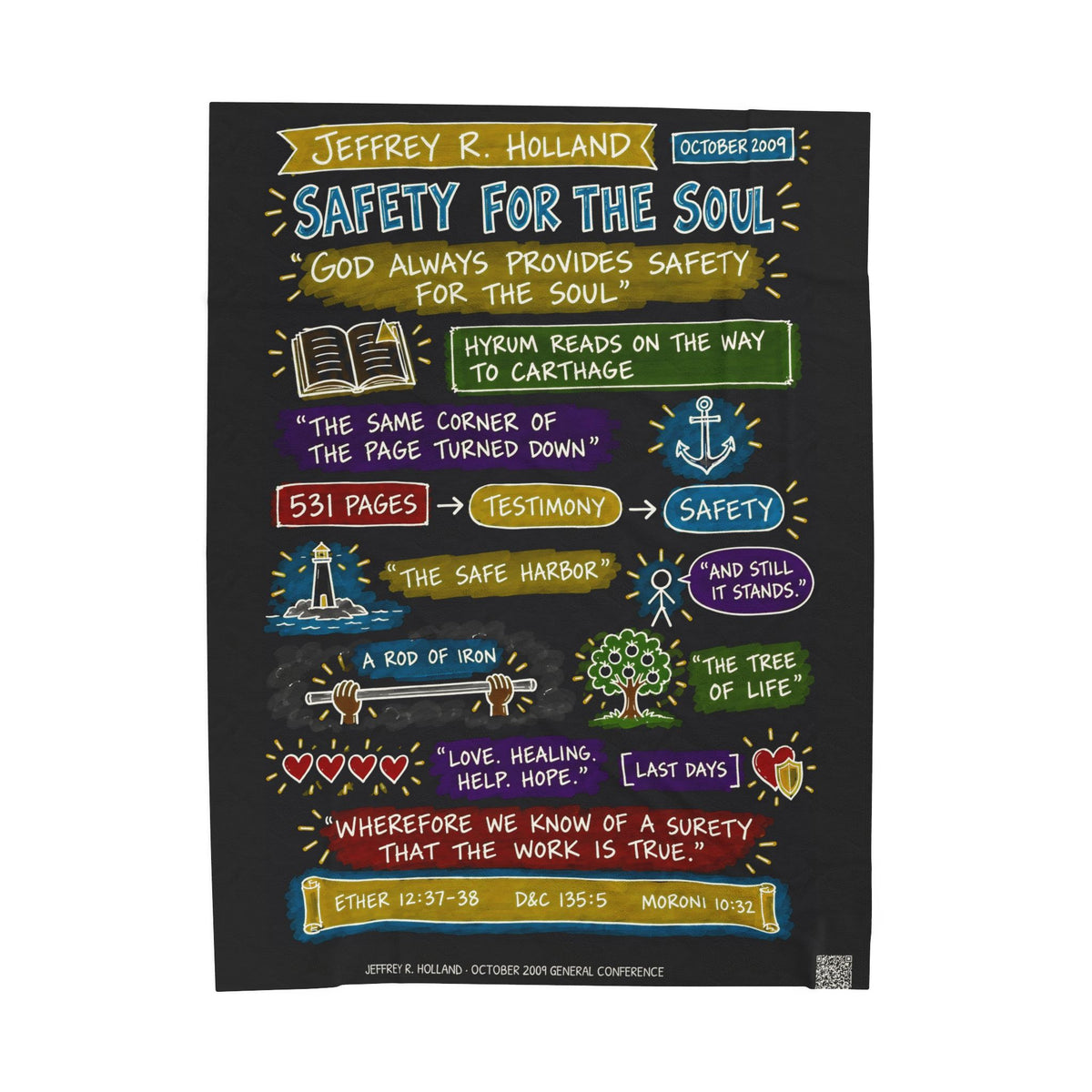 Safety for the Soul Sketch Note Plush Blanket — Jeffrey R. Holland