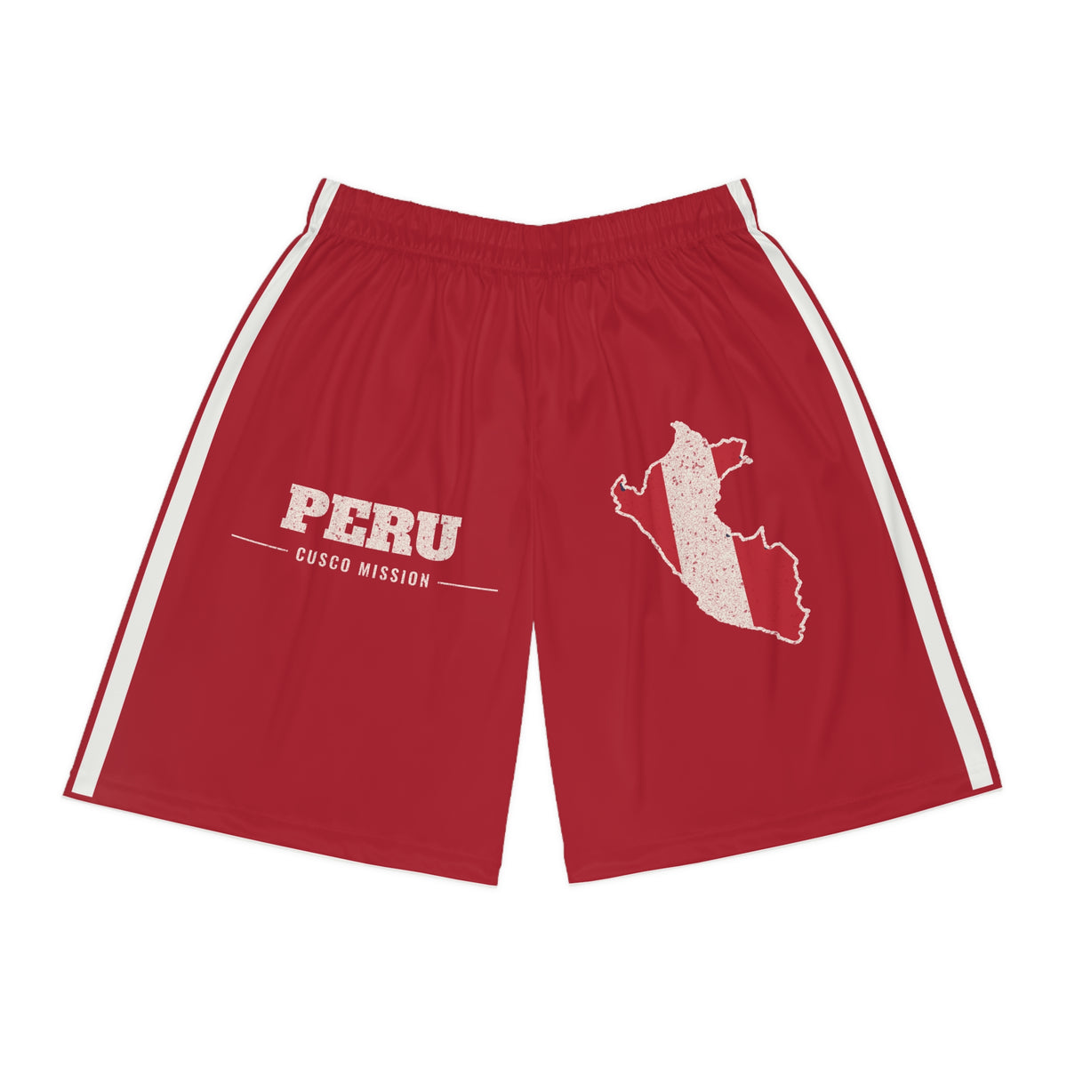 Peru Cusco Mission Basketball Shorts, front view
