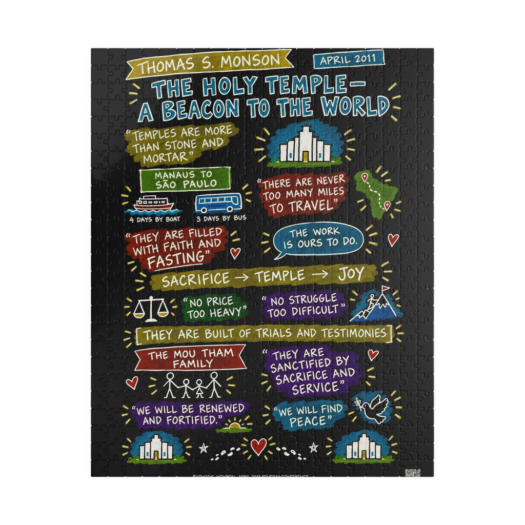 The Holy Temple—a Beacon to the World Sketch Note 520-Piece Puzzle — Thomas S. Monson