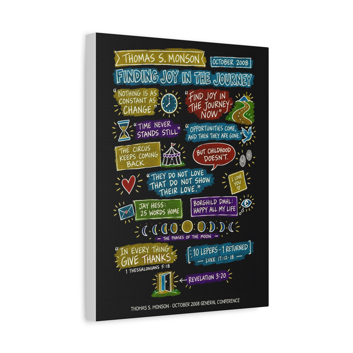 Finding Joy in the Journey Sketch Note Canvas (Black) — Thomas S. Monson