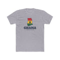 Ghana Takoradi Mission Flag Map shirt in Heather Grey: flag of Ghana in the outline of Ghana with navy lettering, front view
