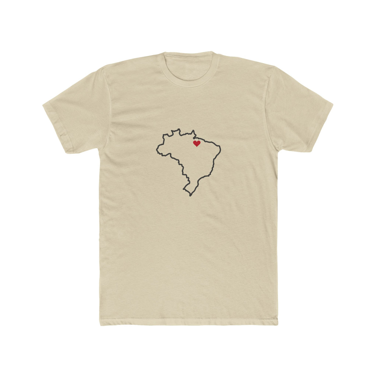 Brazil Belem Mission Heart Map shirt in Cream: Brazil outline with a red heart, front view