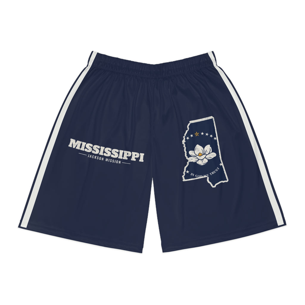 Mississippi Jackson Mission Basketball Shorts, front view