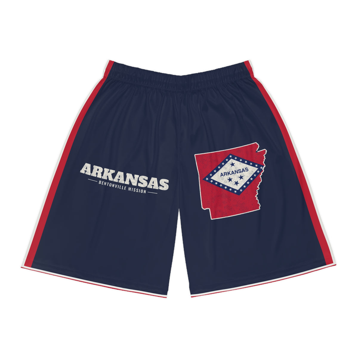 Arkansas Bentonville Mission Basketball Shorts, front view