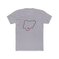Nigeria Enugu Mission Heart Map shirt in Heather Grey: Nigeria outline with a red heart, front view