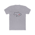 Ukraine Dnipro Mission Heart Map shirt in Heather Grey: Ukraine outline with a red heart, front view