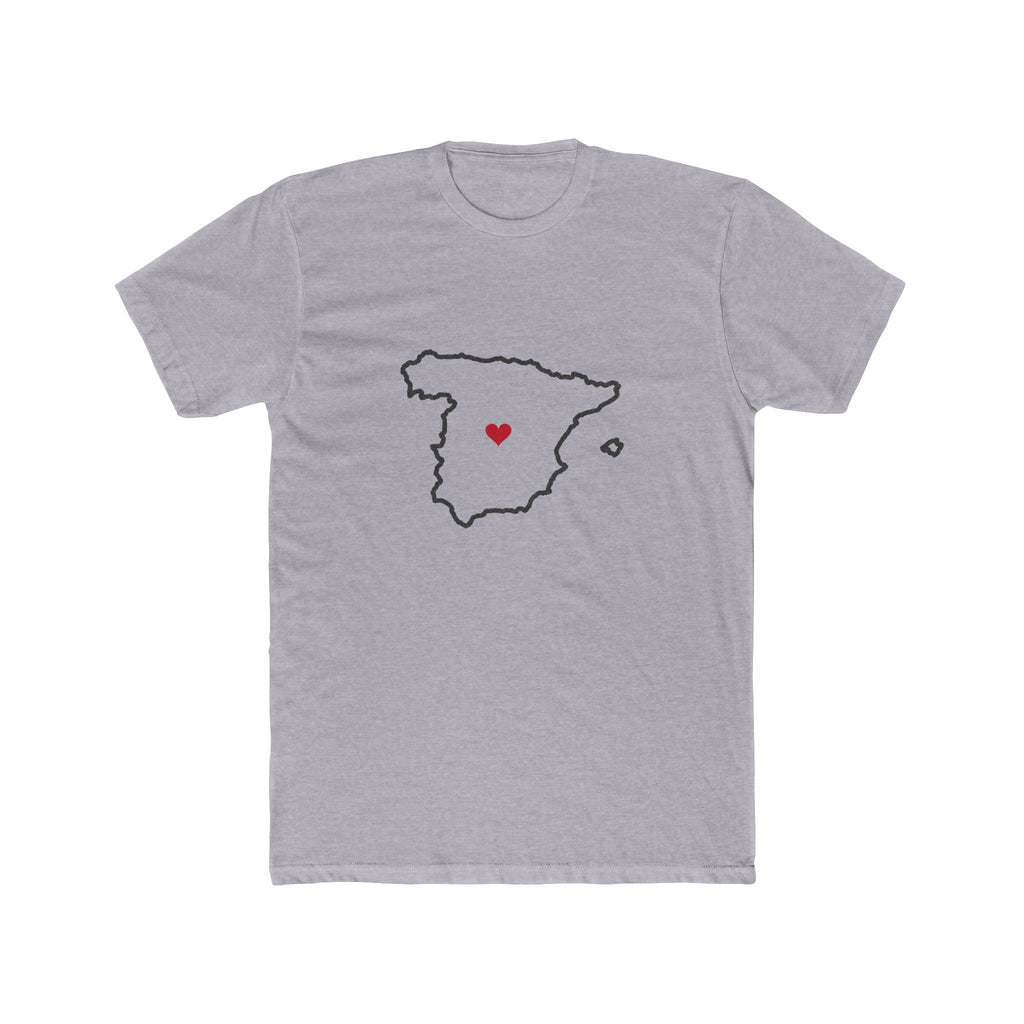Spain Madrid South Mission Heart Map shirt in Heather Grey: Spain outline with a red heart, front view