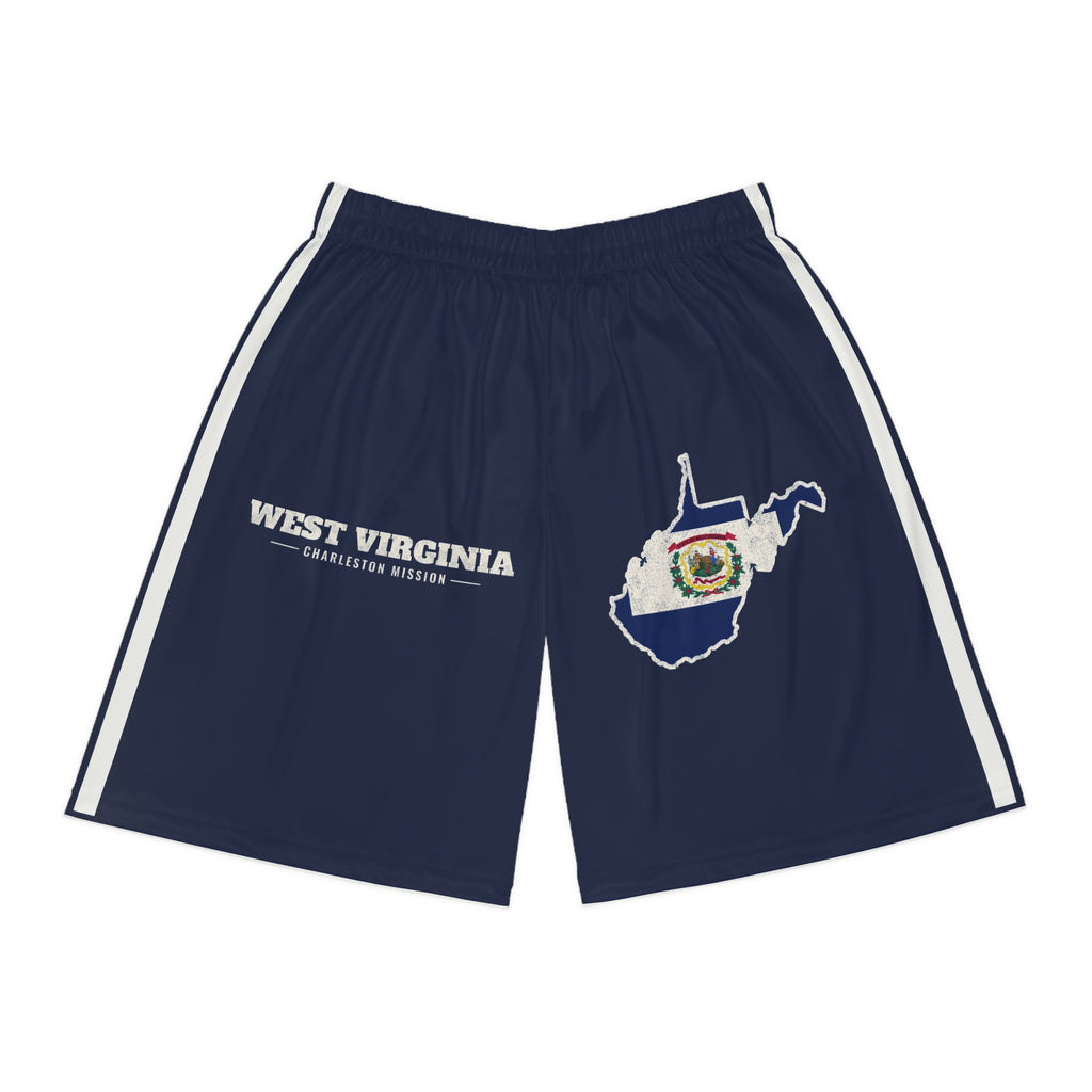 West Virginia Charleston Mission Basketball Shorts, front view