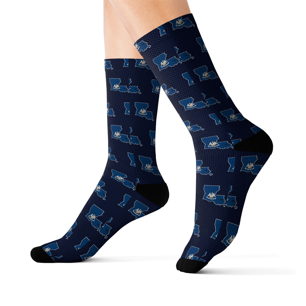 Louisiana Mission Flag Map Socks