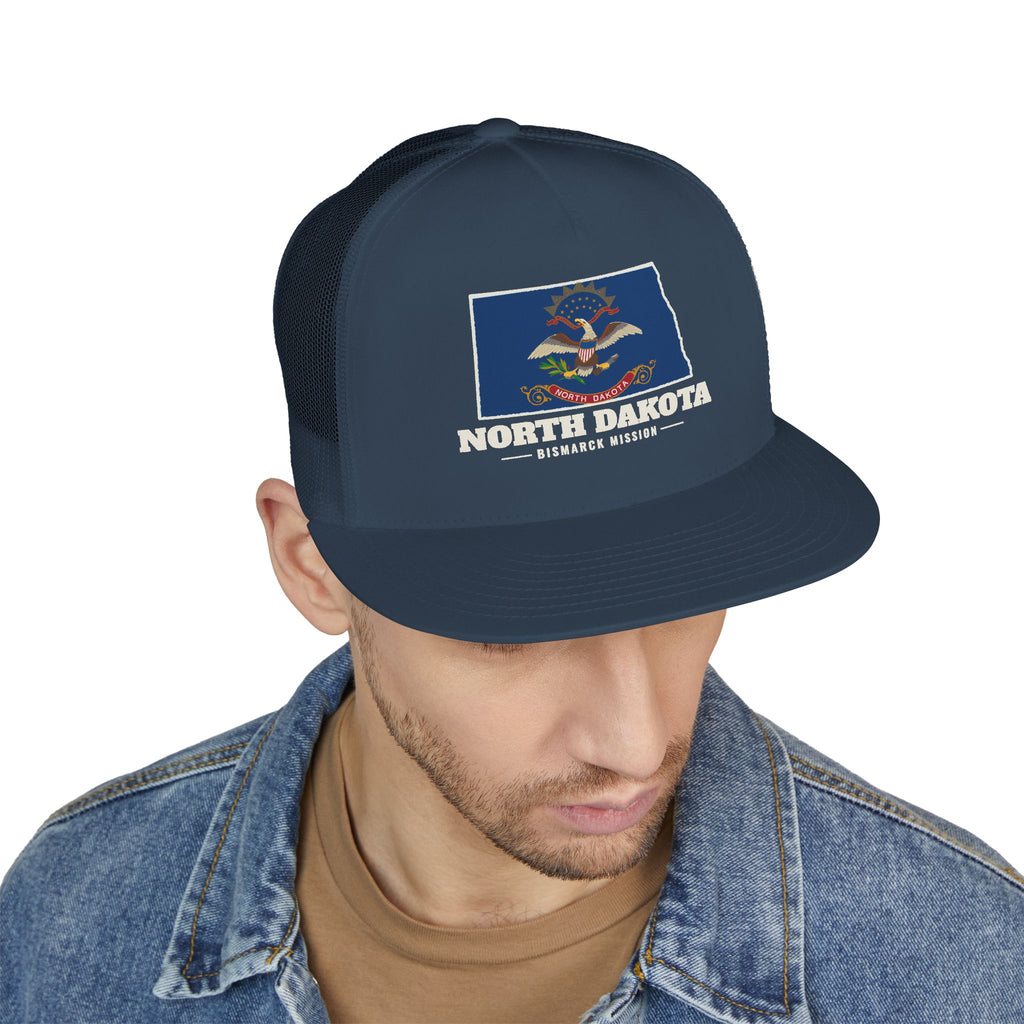 North Dakota Bismarck Mission Flag Map Trucker Hat