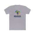 Brazil Manaus North Mission Flag Map shirt in Heather Grey: flag of Brazil in the outline of Brazil with navy lettering, front view