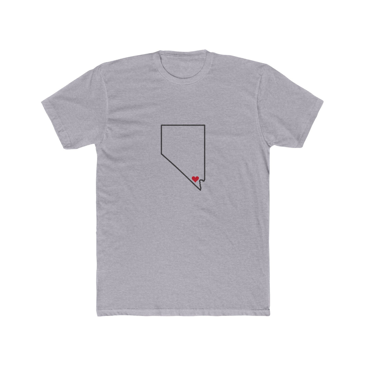 Nevada Henderson Mission Heart Map shirt in Heather Grey: Nevada outline with a red heart, front view