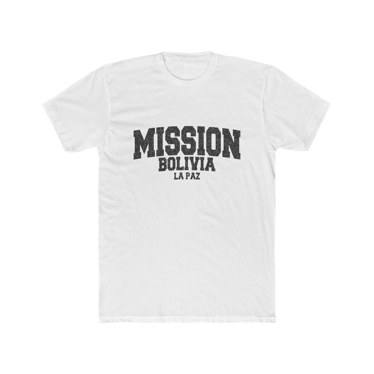 Bolivia La Paz Mission T-Shirt in Solid White, front view