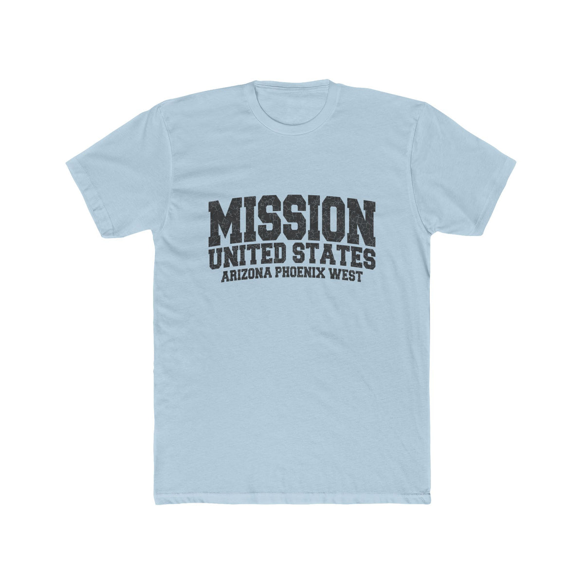 Arizona Phoenix West Mission T-Shirt in Solid Light Blue, front view
