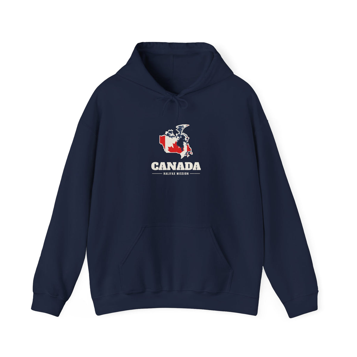 Canada Halifax Mission Flag Map Hoodie in Navy, front view with the flag map and mission name