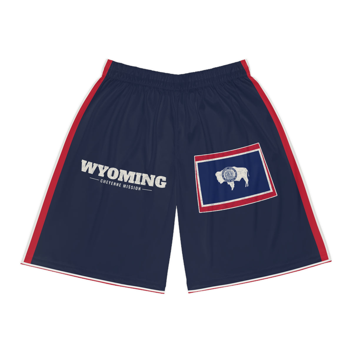 Wyoming Cheyenne Mission Basketball Shorts, front view