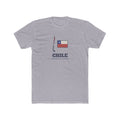 Chile Santiago South Mission Flag Map shirt in Heather Grey: flag of Chile in the outline of Chile with navy lettering, front view