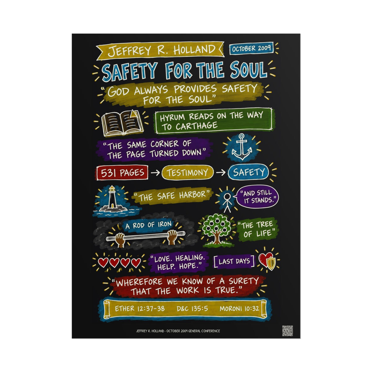 Safety for the Soul Sketch Note Poster (Black) — Jeffrey R. Holland