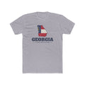 Georgia Atlanta North Mission Flag Map shirt in Heather Grey: Georgia state flag in the outline of Georgia with navy lettering, front view