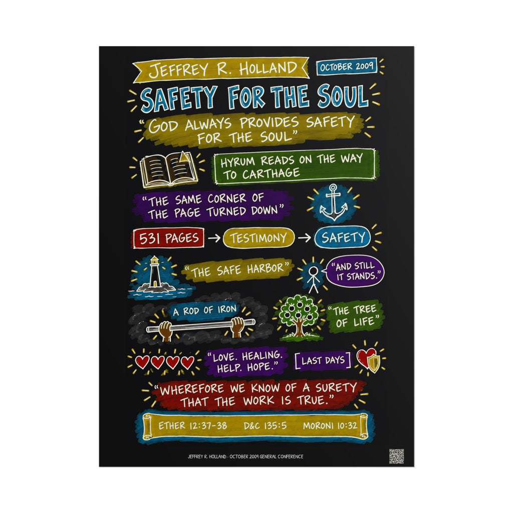 Safety for the Soul Sketch Note Poster (Black) — Jeffrey R. Holland